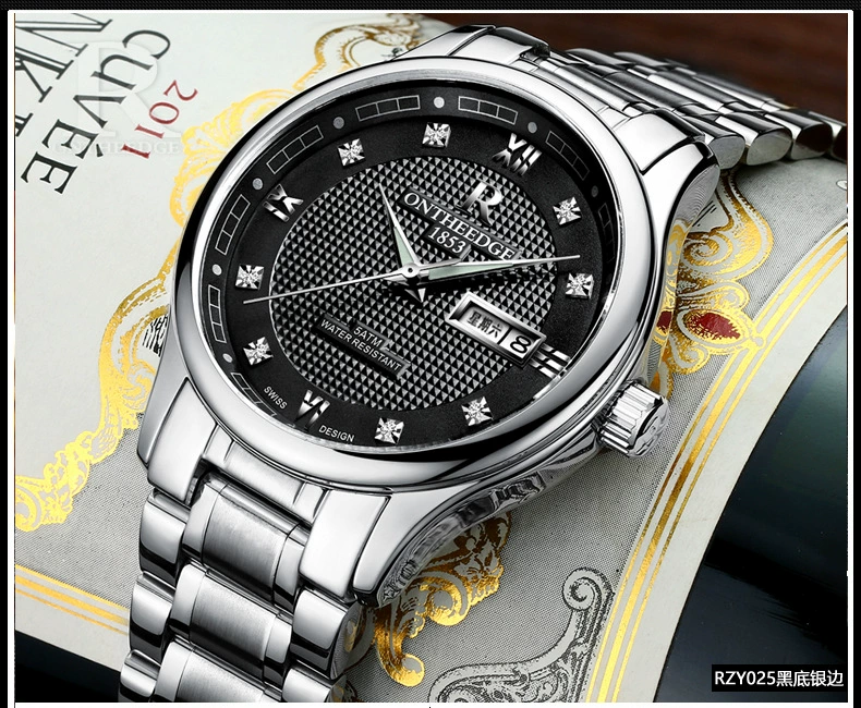 Quartz Swiss watch stainless steel, mechanical steel belt