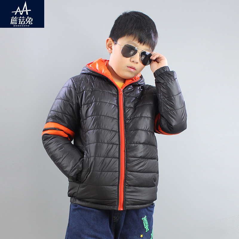 蘑菇兔胖男童棉服2017新款冬装中大童加肥加大轻薄款棉袄一件代发