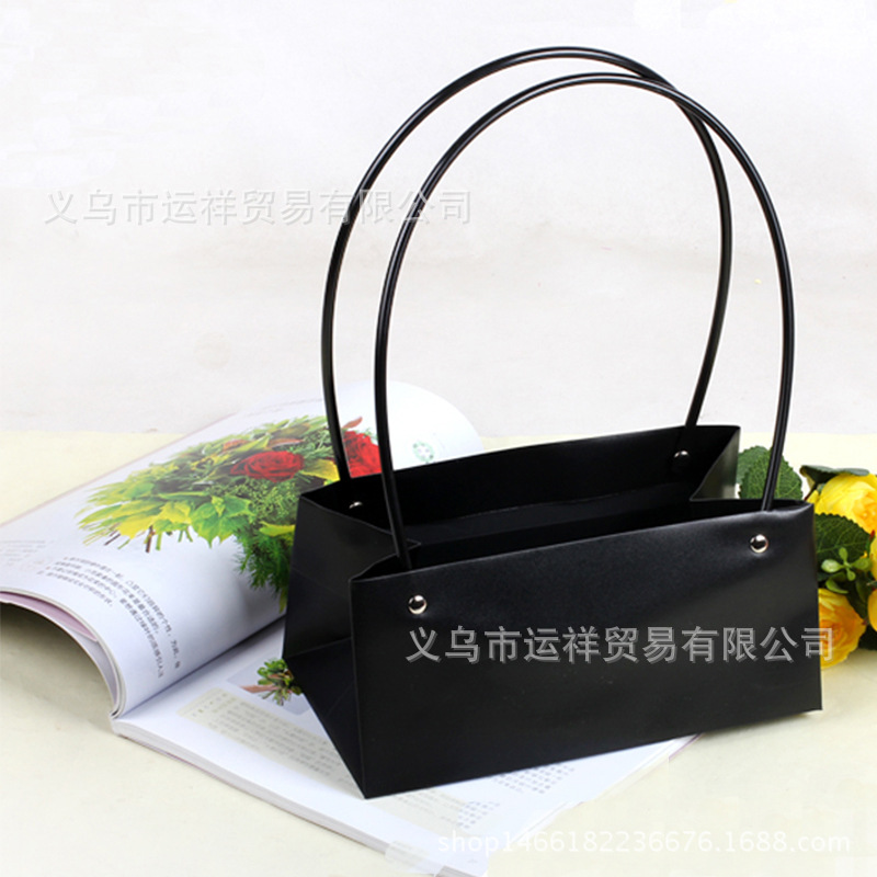 欧式PVC鲜花手提袋子插花袋鲜花包装袋长方形防水花束袋玫瑰花袋