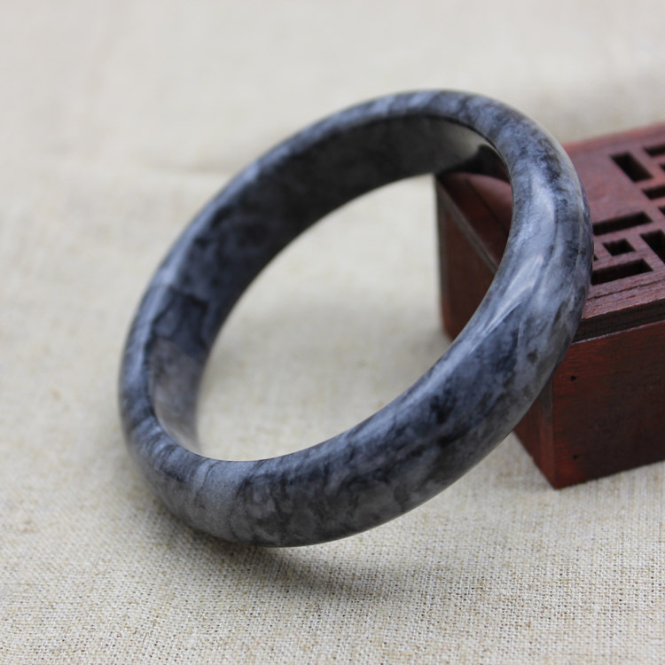 厂家直供 天然墨玉手镯 女款青花色玉石镯子 特价批发|ms