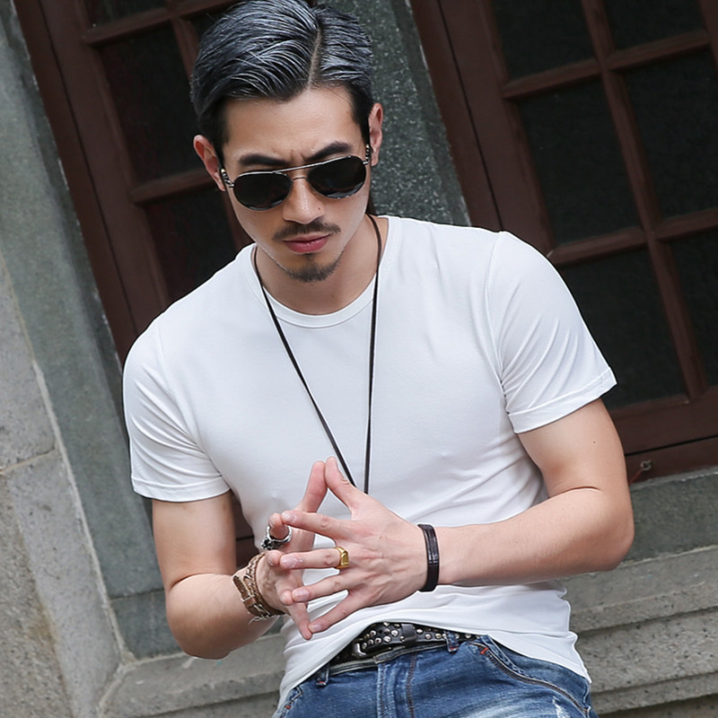 summer man Short sleeved Self cultivation Base coat White T-shirts Young men Thin section jacket On behalf of wholesale
