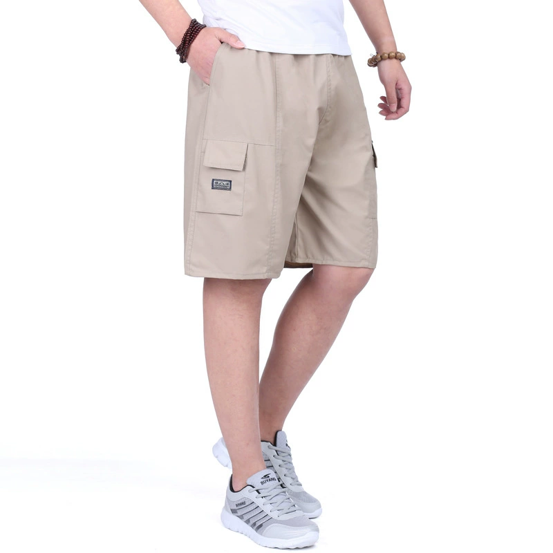 Папа летняя одежда, повседневные брюки среднего и пожилого возраста, мужские комбинезоны с карманами, свободные короткие хлопковые брюки, 5 пляжных штанов оптом