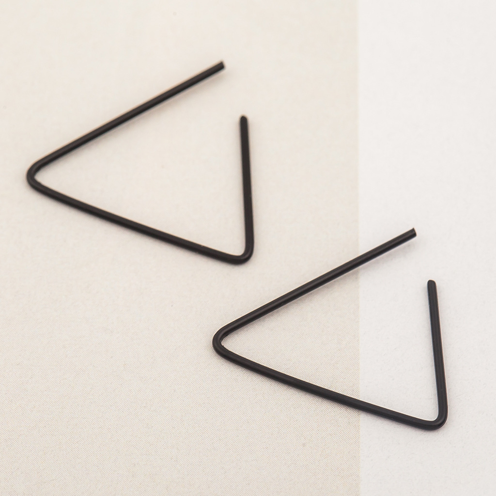 Simple Geometric Open Triangle Stud Earrings Gold Plated Silver Black Studs Wholesale display picture 14
