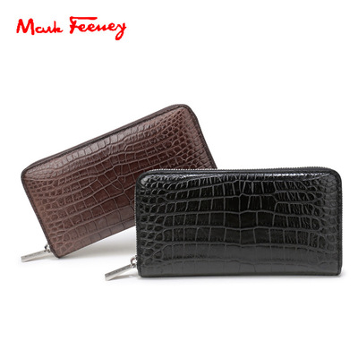 菲拉世家鳄鱼皮钱包手包男包手拿包无拼接鳄鱼肚皮长款拉链包|ru