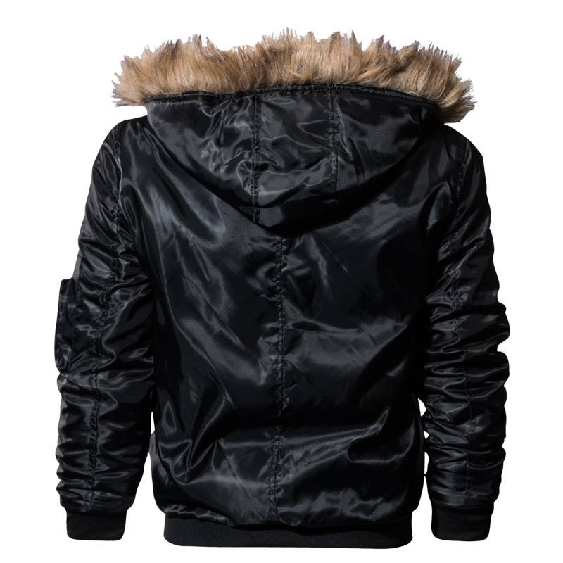 3D plush thick winter cotton military clothing trendy jacket hat large size men_voghion.com