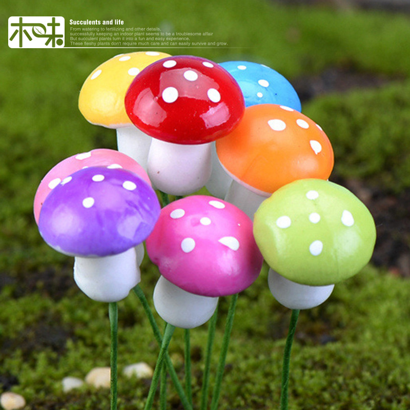 simulation Mushroom Decoration wholesale Succulent Micro Landscape Cold platter Mini foam Mushroom colour simulation Mushroom Wire