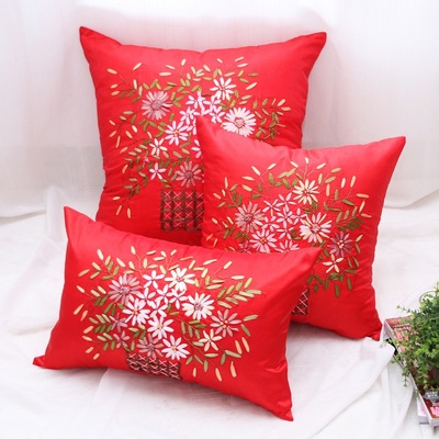 Seller Promotion Pillows manual Ribbon embroidery sofa automobile Cushion Office Siesta Lumbar pillow Countryside