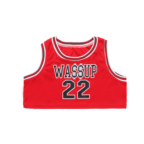 New Korean-style children's jazz dance performance costumes for girls, street dance red sporty tank tops, modern JAZZ performance.