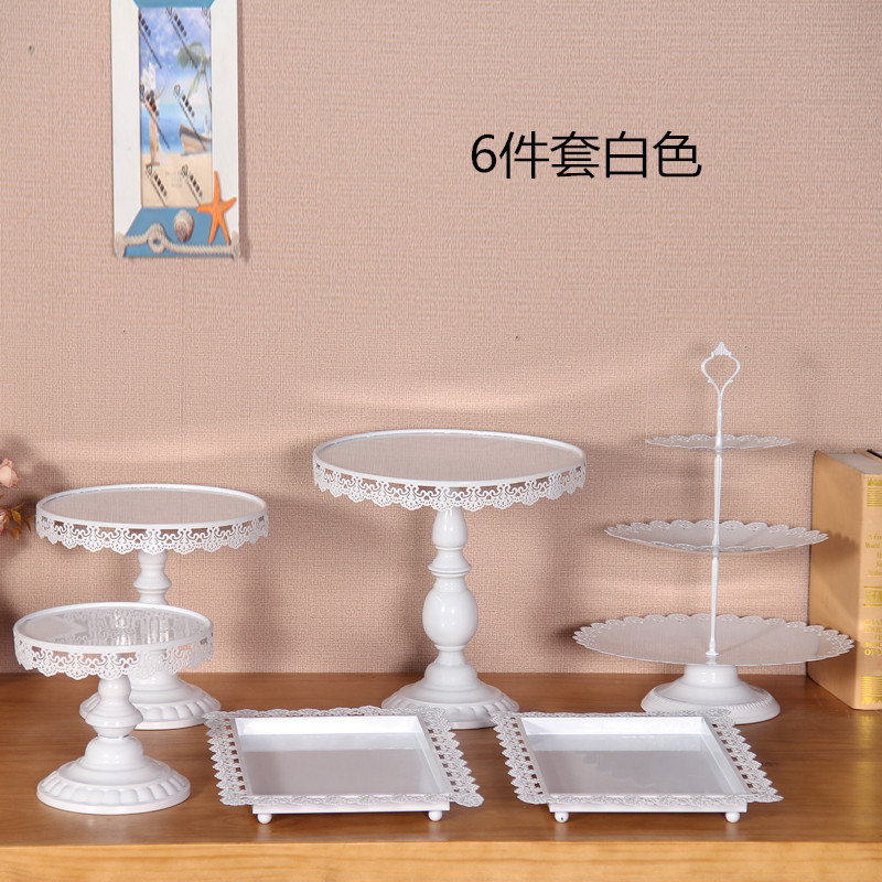 Nuevo estilo europeo soporte de la torta de la boda postre decoración encaje pastel plato pastel tienda merienda soporte 13 unidades traje