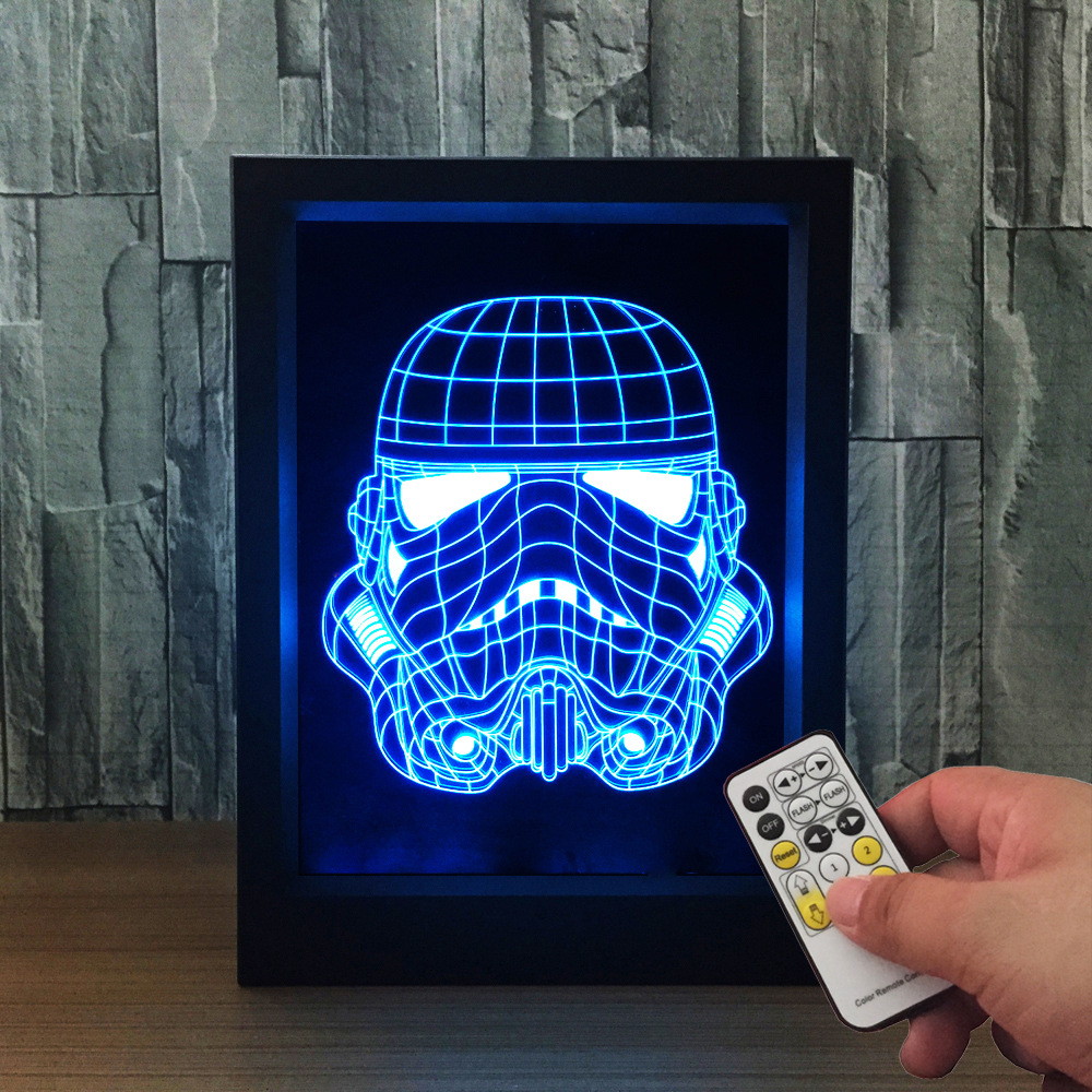 相框灯 3d七彩触摸遥控创意产品led灯小夜灯白兵