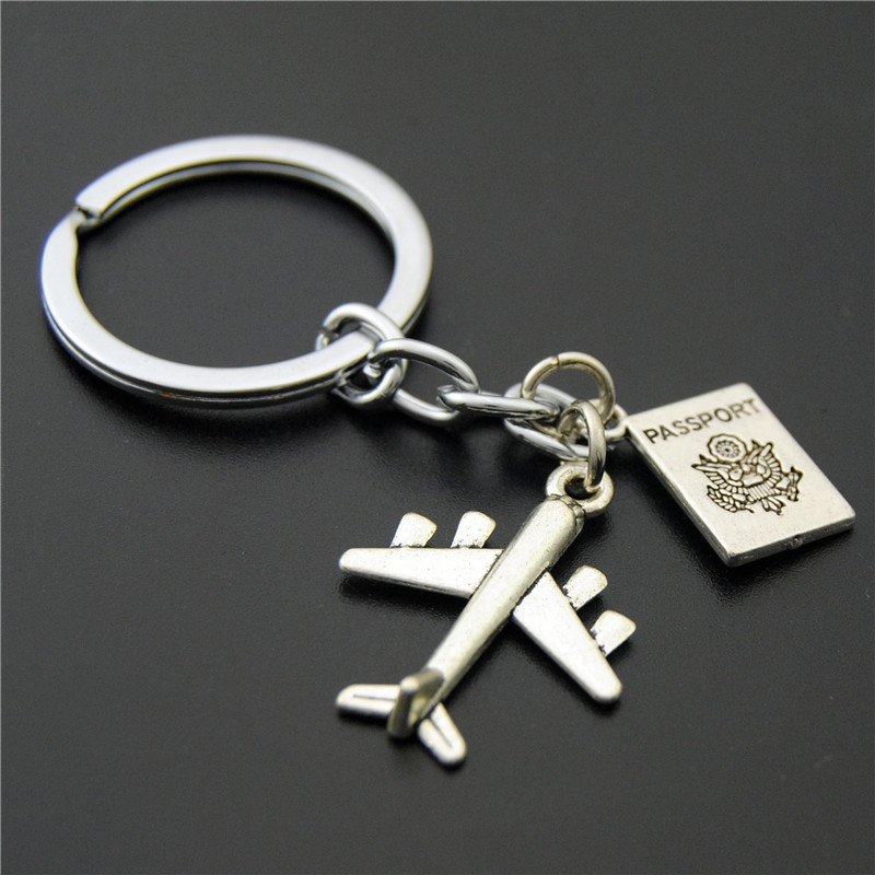 Fashion Round Letter Airplane Alloy Keychain display picture 4