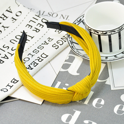 Estilo coreano exquisito accesorios para el cabello tocado nueva pajarita tela de punto diadema cruzada de borde ancho diadema de rayas para las mujeres