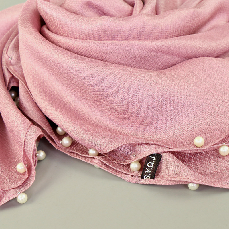 15# (2) -钉珍珠围巾荷兰亚麻单色围巾