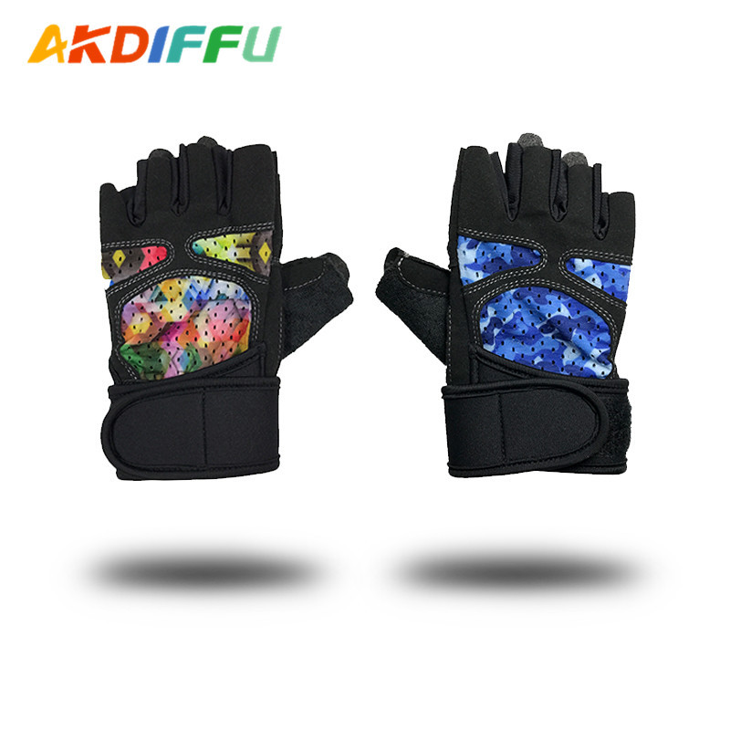 Camuflaje fitness medio dedo guantes de silicona guantes antideslizantes deportes equipo de protección de la palma puede ser según sea necesario
