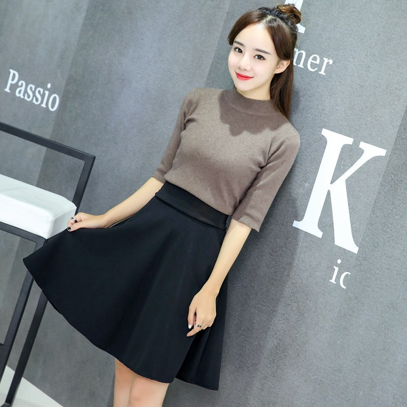 [Ap05] remember black cat Korean Women's Mid-length slim skirt Sun skirt large size women's clothing