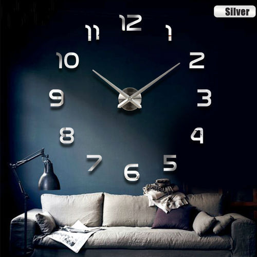 Direct Manufacturer Sale of Oversized Dimension Wall Clock EVA Wall Sticker Clock DIY Personality Art Wall Clock 3D Mirror Silent Clock