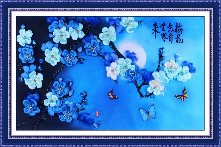 Oujin nianhua cinta bordado fábrica directa color impresión colgante pintura cinco Fu ciruela incienso sala de estar entrada pintura decorativa