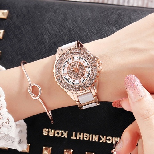 Marsali Ceramics Personalized Fashion Trend Full Diamond Women's Watch New Style Rose Gold Wholesale