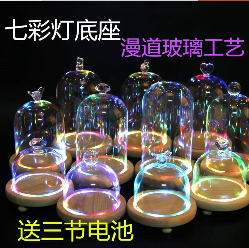DIY Forever Life Flower Multicolor Lamp Base Glass Cover Fresh-keeping Flower Cover Cake Cover Mini Landscape Glass Vase Manufacturer