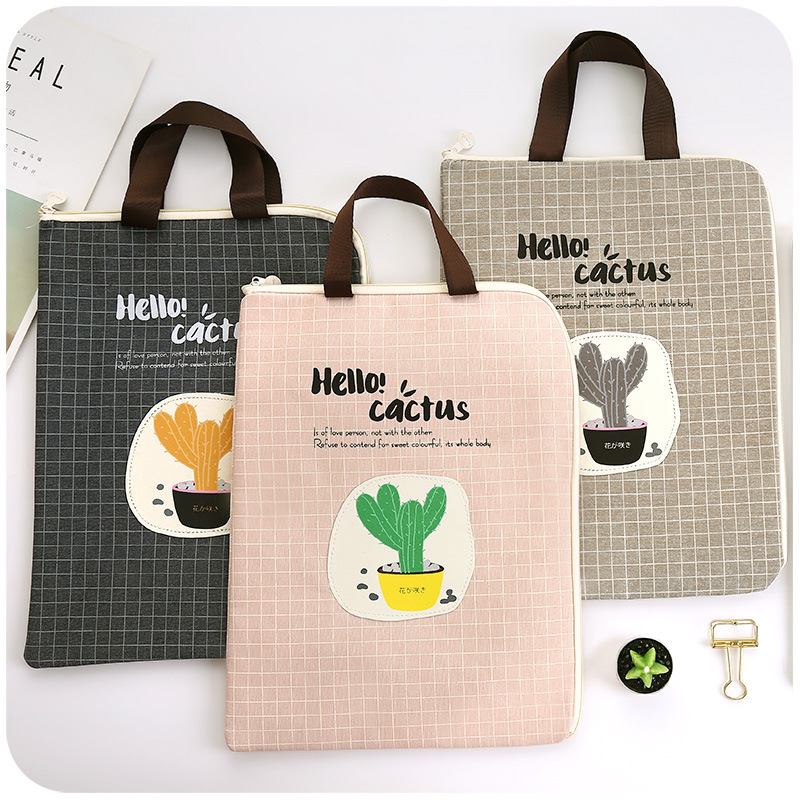 A4 portable canvas file pocket the republic of korea student test paper Bills archives zipper Like a breath of fresh air Storage Bag Stationery