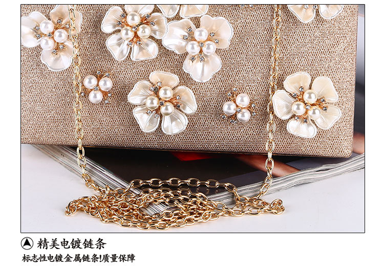 Flower Dinner Bag Hand-inlaid Flower Evening Bag Small Square Bag Clutch display picture 10