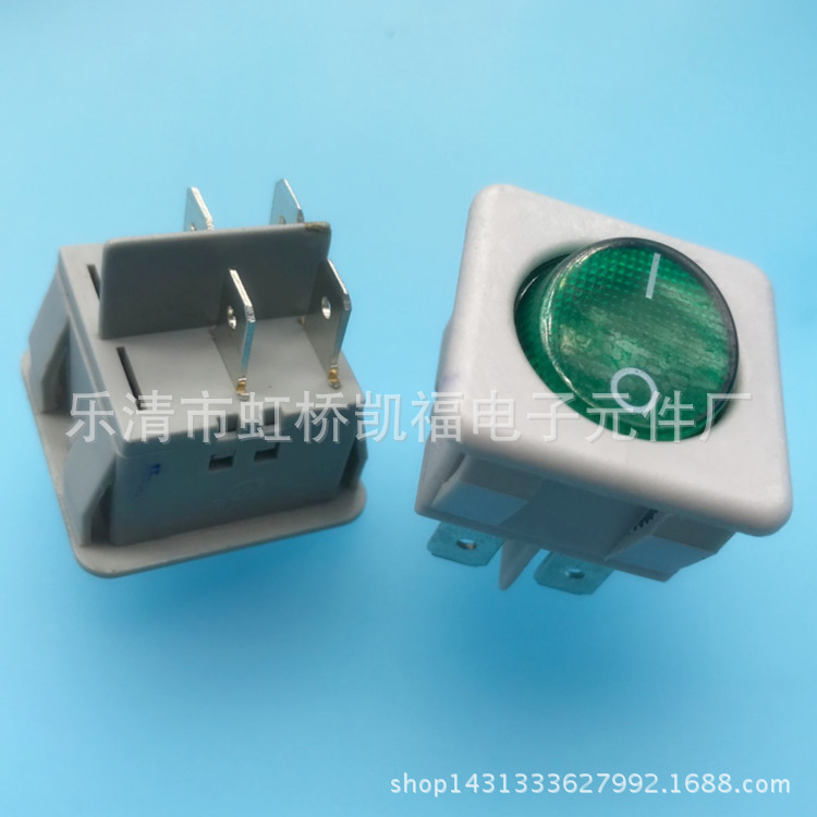 供应圆形带灯船型开关4脚30*30四脚大电流翘板开关开口25*25