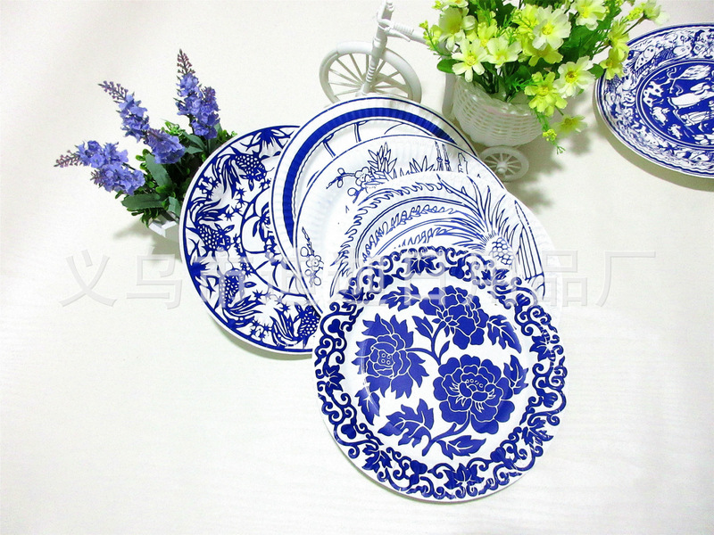 Manufacturer Special Supply Blue and White Porcelain Disposable Paper Plates Paper Plates Food Grade Can Be Customized