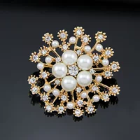 Brooch from pearl lapel pin, fashionable accessories, with snowflakes, flowered