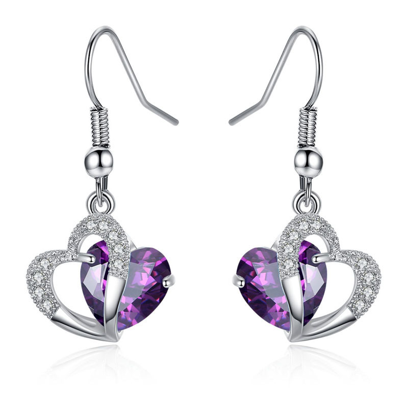 Boucles D'oreilles En Zircon Incrusté D'or Cuivre Simple Coréen display picture 1