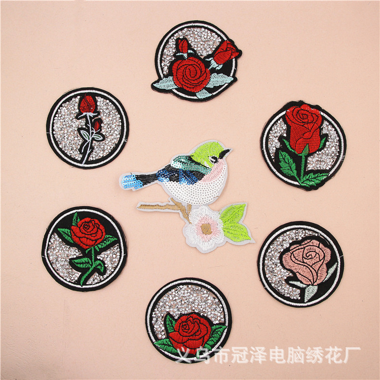 厂家现货热熔烫钻时尚布贴刺绣服装包包鞋帽手机壳配饰外贸精品