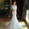 Wedding dress new bride with a word shoulder waist thin tail small tail and dream wedding dresses
