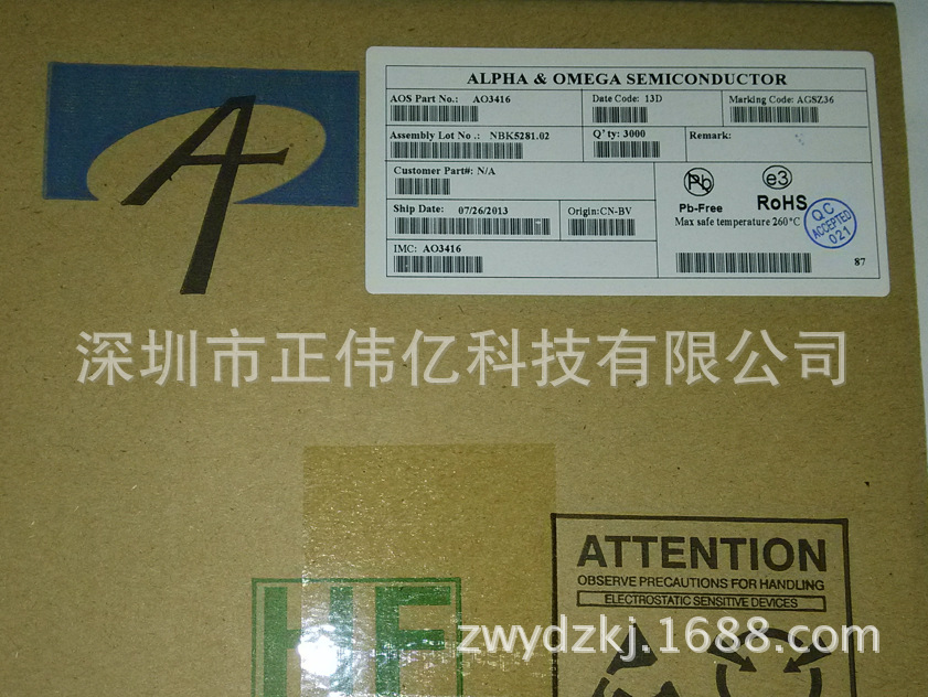 原装正品现货AO3416 MOSFET N-CH 20V 6.5A SOT23 询价为准