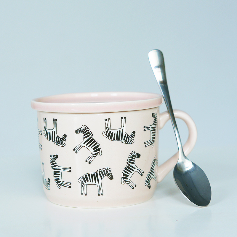 Taza de leche de dibujos animados para niños taza de cerámica creativa taza de café taza de animales taza de desayuno impresa logotipo