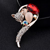 Cute high-end brooch, crystal lapel pin, pin, jacket, accessory, Japanese and Korean, cat's eye