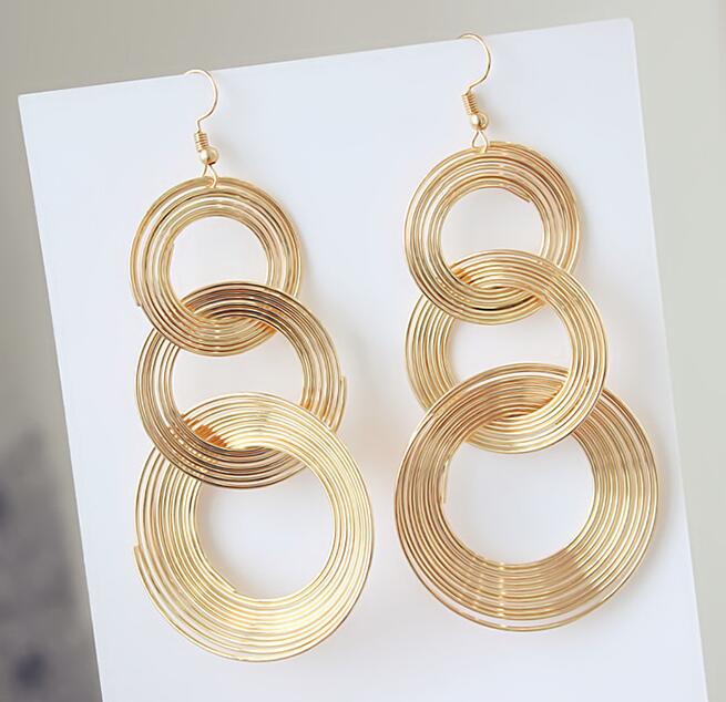 Exaggerated Round Metal Plating Women's Drop Earrings 1 Pair display picture 1