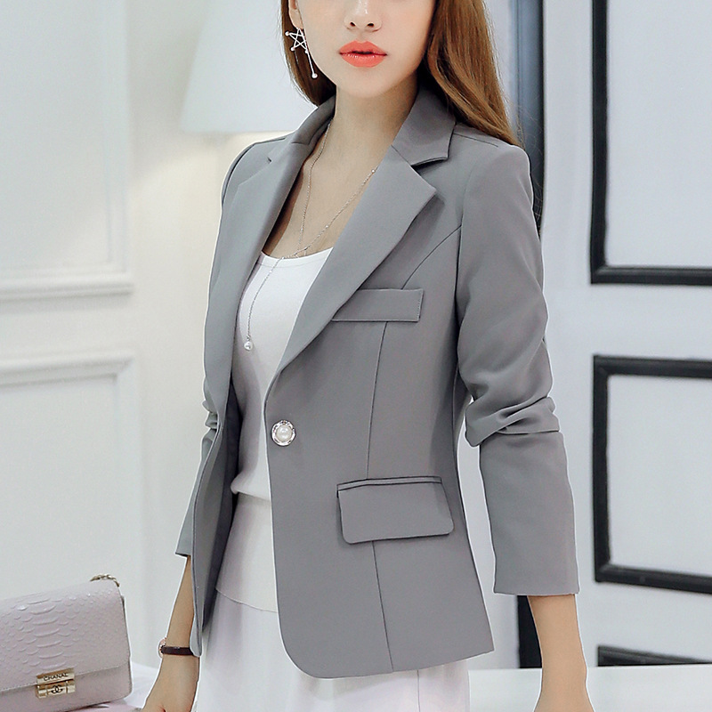 Caidaifei 2025 Spring and Summer New Small Suit Women's Korean Suit Slim Solid Color Long Sleeve Slim Women's Jacket