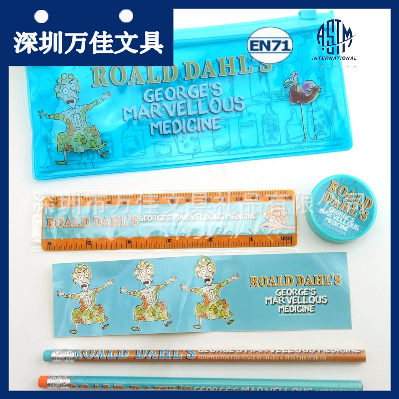 Blue cartoon stationery, set PVC