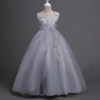 autumn new Korean children wedding dress princess dresses hand stitched a long dress dress