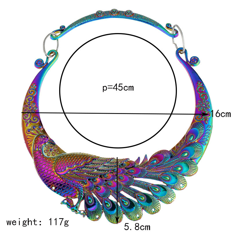 88g Weight Necklace Classification Retro Ethnic Style Peacock Dragon Zinc Alloy Plating Women's Necklace