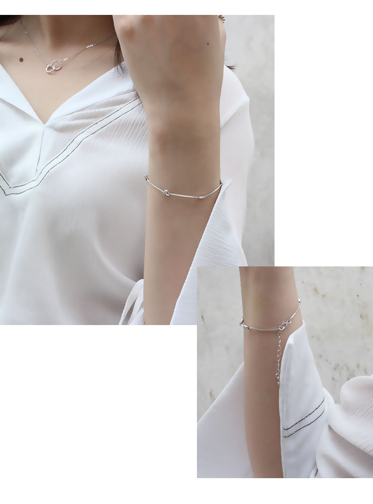 1 Piece Quantity Anniversary, Business Occasion Hsl006 Korean Version Of Sterling Silver S925 Personality Minimalist Creative Glossy Bracelet