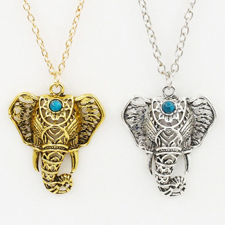 Elephant Pendant Necklace Ethnic Thai Silver Mascot Design_voghion.com