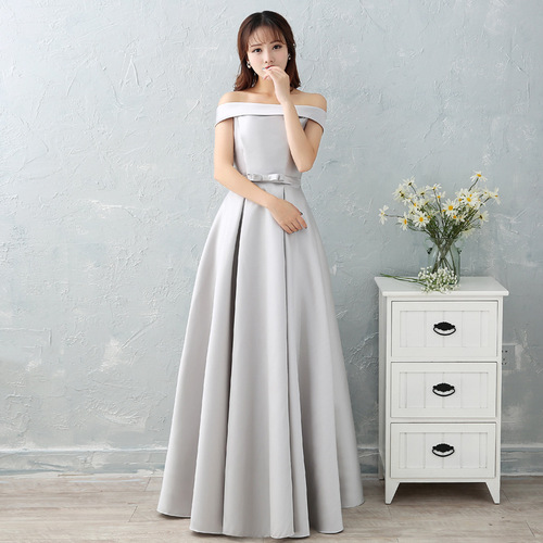 Evening dresses prom dress Vestidos de noche evening gowns Bridesmaid dress long season grey Satin Bridesmaid group sisters dress graduation dress party