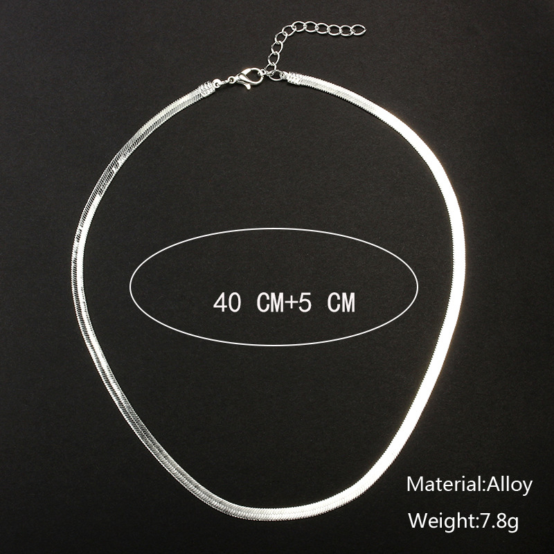 New flat snake bone chain bare chain simple silver collar short clavicle blade chain men and women j