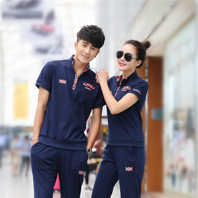 2020情侶純棉新款夏季男長袖修身跑步服青年衛衣休閑套裝加工定制