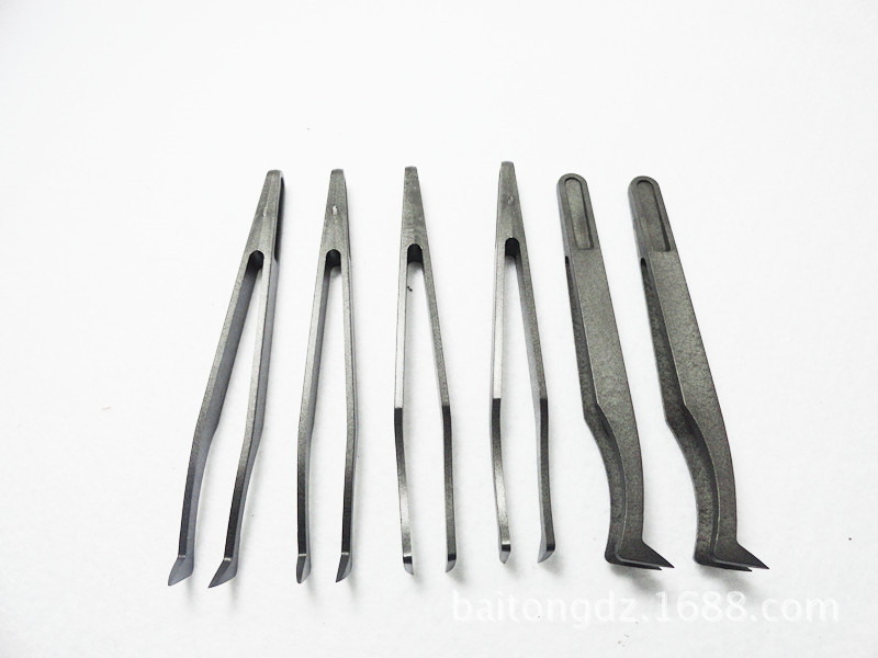 93306 弹性碳纤维防静电净化塑胶镊子 弯头尖仿静电镊 塑胶镊子