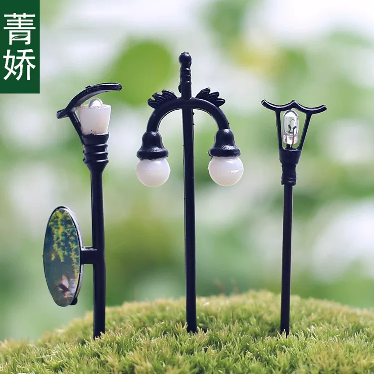菁娇 Moss micro-landscape simulation mini street lamp with billboard garden lamp ground lamp material DIY decoration