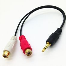 3.5公转2RCA母 3.5mm转2rca母音频延长线AV线 双莲花母 0.3米镀金