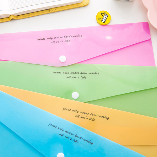 Factory direct sales primary school student A4 test paper bag snap transparent information bag office school supplies file bag T