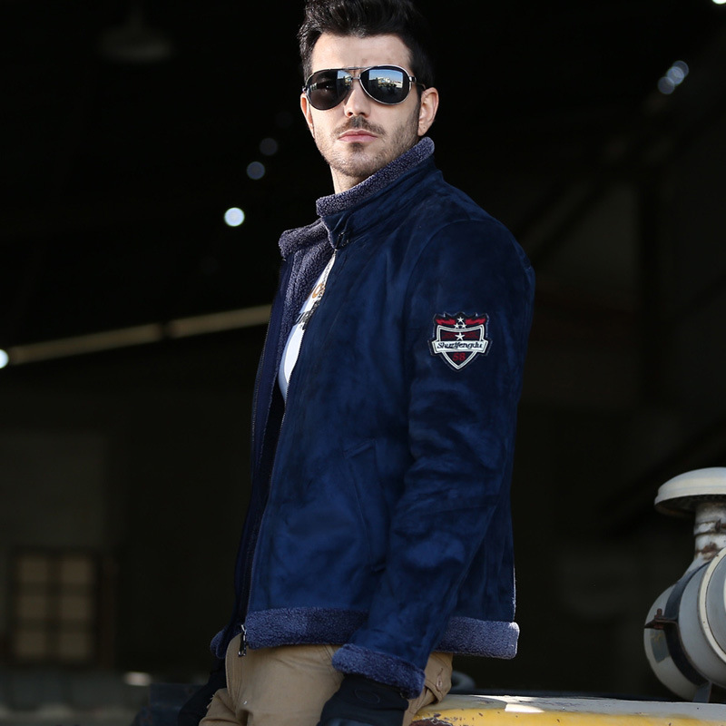 2024 autumn winter new plush style fur integrated cotton jacket, thick and trendy men's plus size_voghion.com