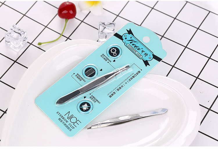 Stainless Steel Oblique Mouth Flat Eyebrow Pliers Eyebrow Clip display picture 4